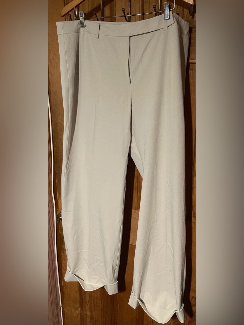 Talbots Size 20 Stretch Beige Cuffed Dress Pants